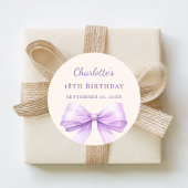 Birthday lavender bow ivory ラウンドシール