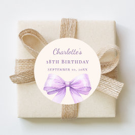 Birthday lavender bow ivory ラウンドシール