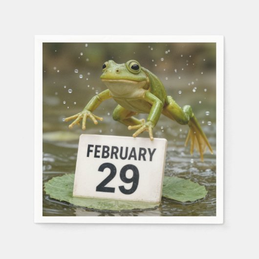 Birthday Leap Year Frog スタンダードカクテルナプキン (正面)