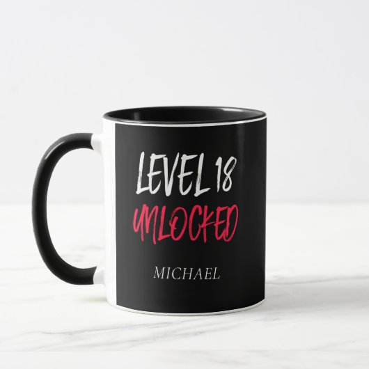 Birthday Level 18 Unlocked Black Combo Mug マグカップ (左)