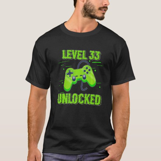 Birthday Level 33 Unlocked Video Games Controller Tシャツ (正面)