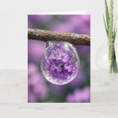 Birthday Lilac Blossom Reflected in Raindrop カード (正面)