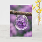 Birthday Lilac Blossom Reflected in Raindrop カード (黄色い花)