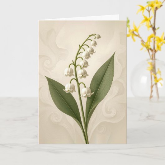 Birthday Lily of the Valley on Abstract カード (黄色い花)