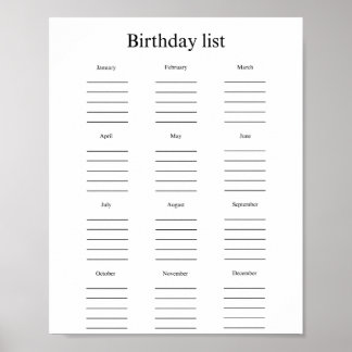 Birthday list ポスター