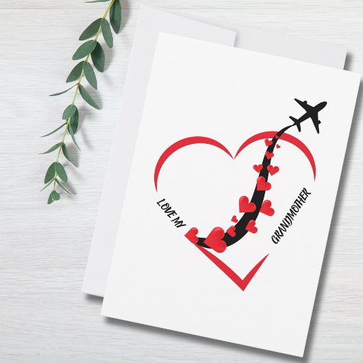 Birthday Love My Grandmother Airplane Heart Custom シーズンカード