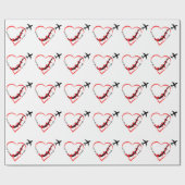 Birthday Love You so much Heart & Airplane Cute ラッピングペーパー (フラット)