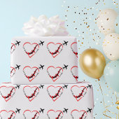 Birthday Love You so much Heart & Airplane Cute ラッピングペーパー