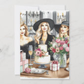 Birthday Lunch Chic Ladies Black Hat  Invitation 招待状 (裏面)