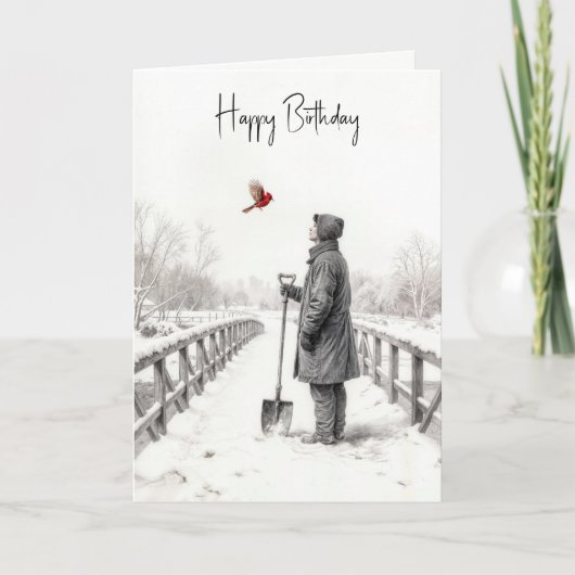 Birthday Man Watching a Cardinal カード (正面)