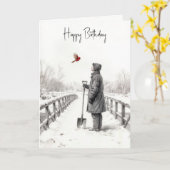 Birthday Man Watching a Cardinal カード (黄色い花)