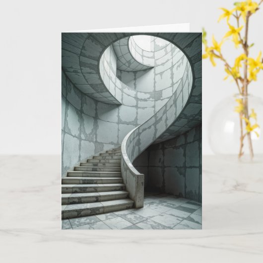 Birthday Marble Spiral Staircase カード (黄色い花)