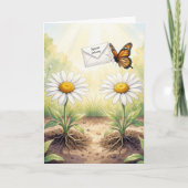 Birthday Monarch Butterfly Delivering Mail カード (正面)