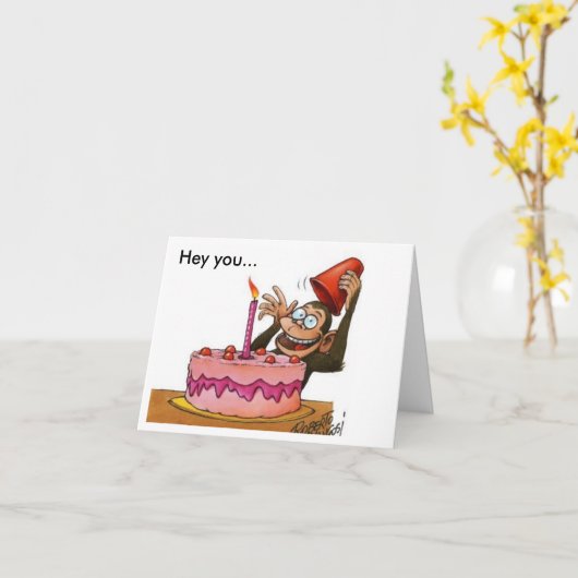 birthday_monkey、ちょっと… カード (黄色い花)