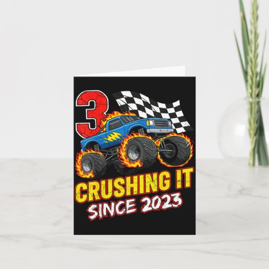 Birthday Monster Truck 3 Year Old Boys 3rd Party B カード (正面)