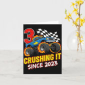 Birthday Monster Truck 3 Year Old Boys 3rd Party B カード (黄色い花)