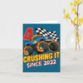 Birthday Monster Truck 4 Year Old Boys 4th Party B カード (黄色い花)