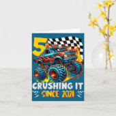 Birthday Monster Truck 5 Year Old Boys 5th Party B カード (黄色い花)