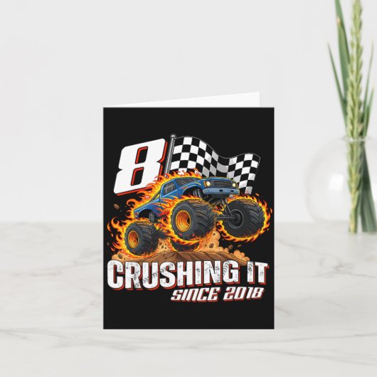 Birthday Monster Truck 8 Year Old Boys 8th Party B カード (正面)