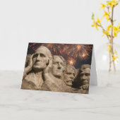 Birthday Mount Rushmore Humor with Fireworks カード (黄色い花)