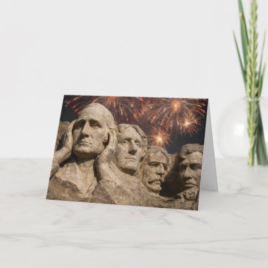 Birthday Mount Rushmore Humor with Fireworks カード (正面)