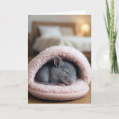 Birthday Mouse Sleeping in a Pink Slipper カード (正面)