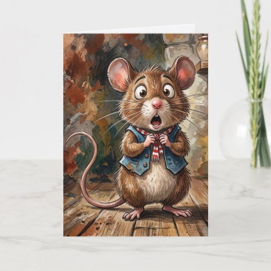 Birthday Mouse with a Surprised Look  カード (正面)