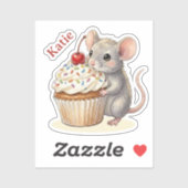 Birthday Mouse with Cupcake | Personalized  シール (シート)