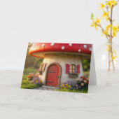 Birthday Mushroom Cottage カード (黄色い花)