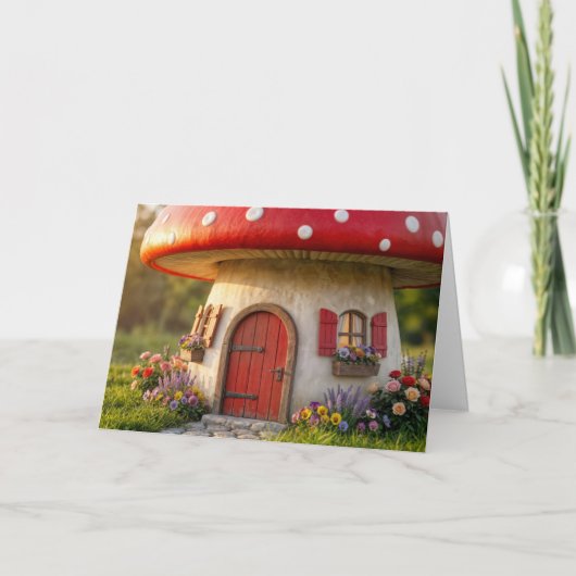 Birthday Mushroom Cottage カード (正面)