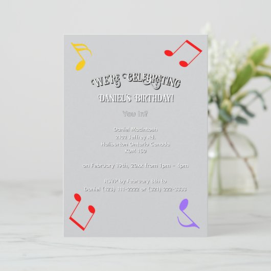 Birthday Music Notes Invitation 招待状 (スタンド正面)