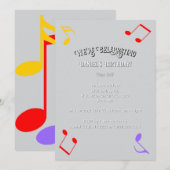 Birthday Music Notes Invitation 招待状 (正面/裏面)