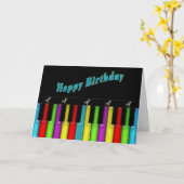 Birthday - Musical - Colorful Keyboard カード (黄色い花)