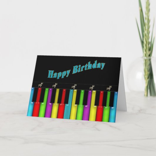 Birthday - Musical - Colorful Keyboard カード (正面)