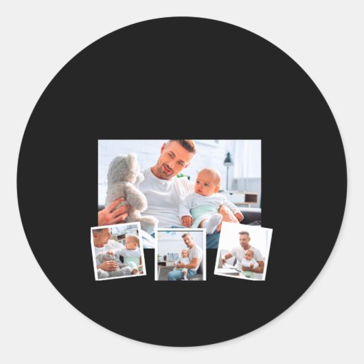 Birthday Name Age Photo Collage ラウンドシール (正面)