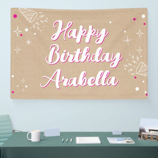 Birthday Name Banner - Painted Style Photo Wall 横断幕 (トレードショー)