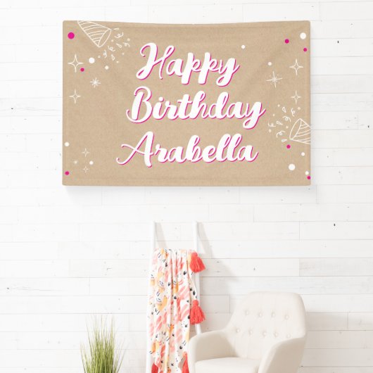 Birthday Name Banner - Painted Style Photo Wall 横断幕 (インサイチュ)