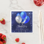 Birthday navy blue glitter balloons スタンダードカクテルナプキン (インサイチュ)
