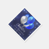 Birthday navy blue glitter balloons スタンダードカクテルナプキン (角)