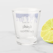 Birthday navy blue glitter drips name ショットグラス (裏面)