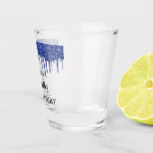 Birthday navy blue glitter drips name ショットグラス (右)