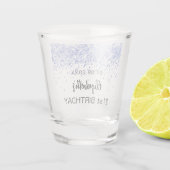 Birthday navy blue glitter sparkles name ショットグラス (裏面)