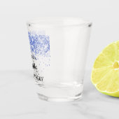 Birthday navy blue glitter sparkles name ショットグラス (右)