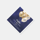 Birthday navy blue gold balloons thank you スタンダードカクテルナプキン (角)