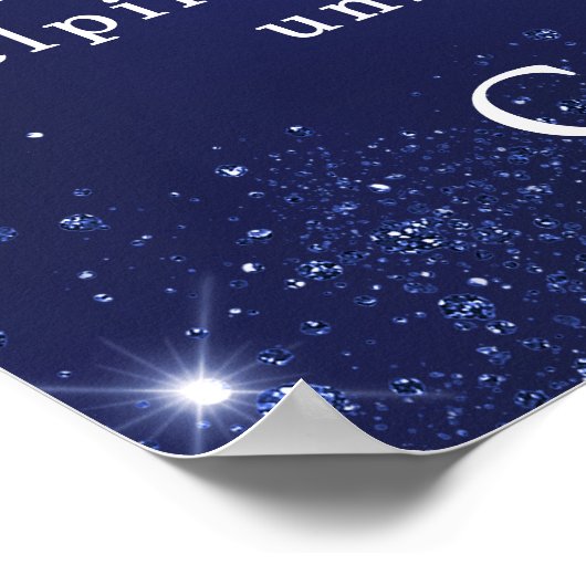 Birthday navy blue gold balloons welcome ポスター (角)