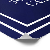 Birthday navy blue monogrammed elegant welcome ポスター (角)