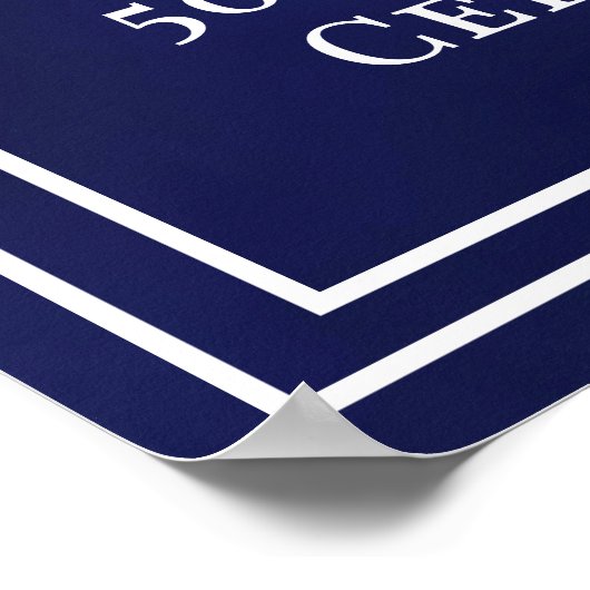 Birthday navy blue monogrammed elegant welcome ポスター (角)