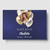 Birthday navy blue photo gold balloons ゲストブック (正面)