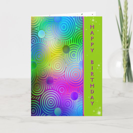Birthday Neon Contemporary Circles カード (正面)