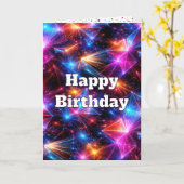 Birthday Neon Polygon Abstract with Explosions カード (黄色い花)